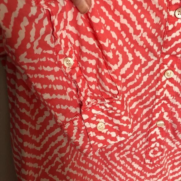 J Crew pink and white geometric print button down tunic shirt lightweight cotton - Picture 7 of 7